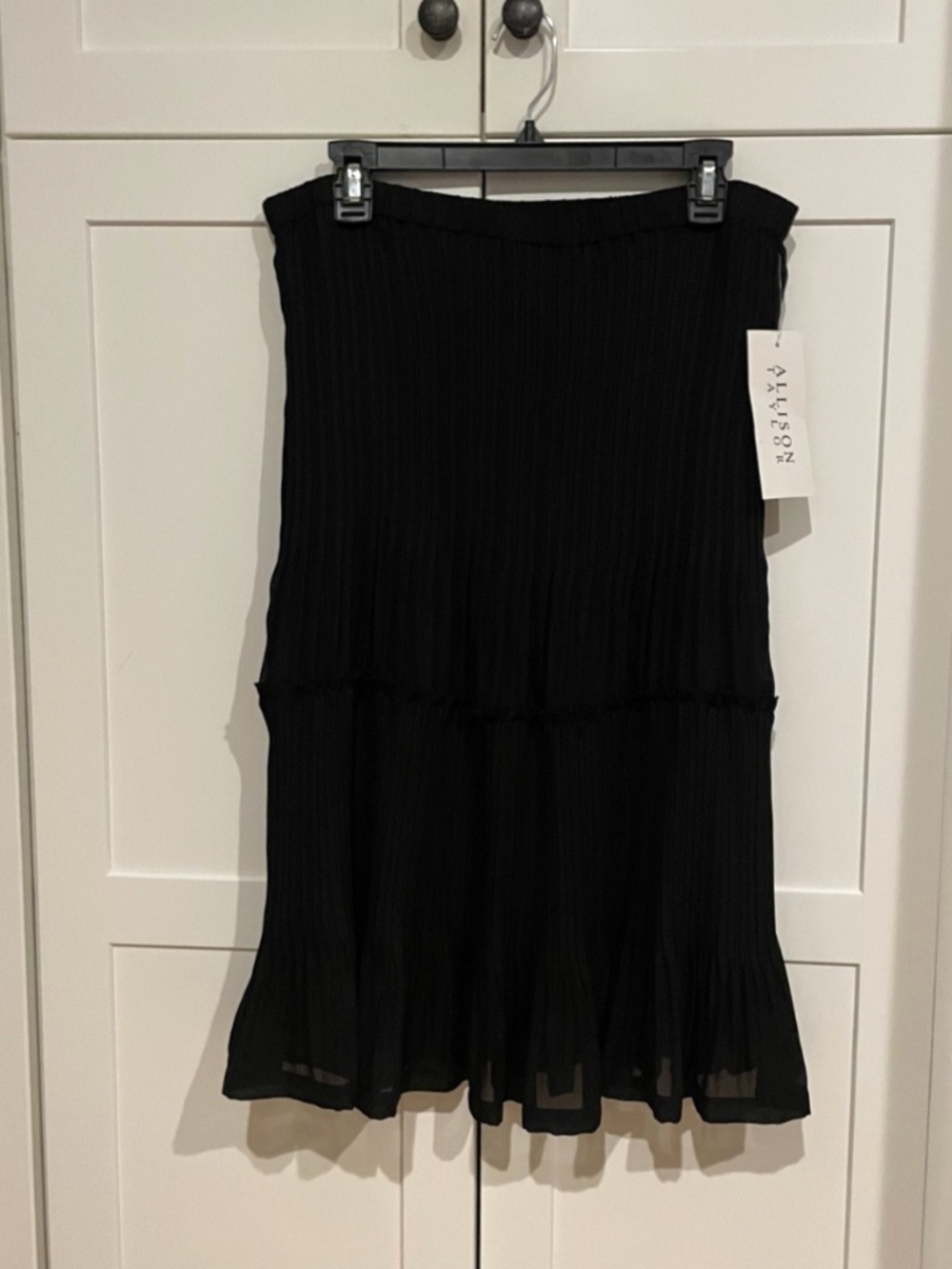 NWT Allison Taylor Black Chiffon Maxi Skirt Size XL